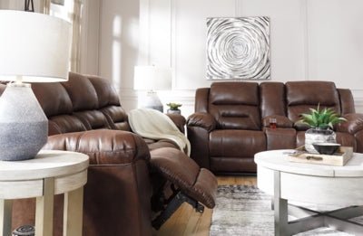 Stoneland Reclining Loveseat with Console - Dark Brown Reclining Loveseat modern furniture Contempo Furniture