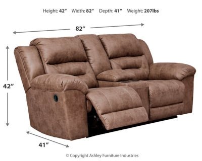 Stoneland Reclining Loveseat with Console - Light Brown Reclining Loveseat modern furniture Contempo Furniture
