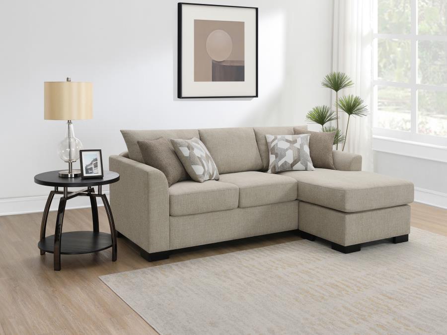 Storey - Upholstered Sleeper Sectional Chaise Sofa - Camel Sleeper Sectional modern furniture Contempo Furniture
