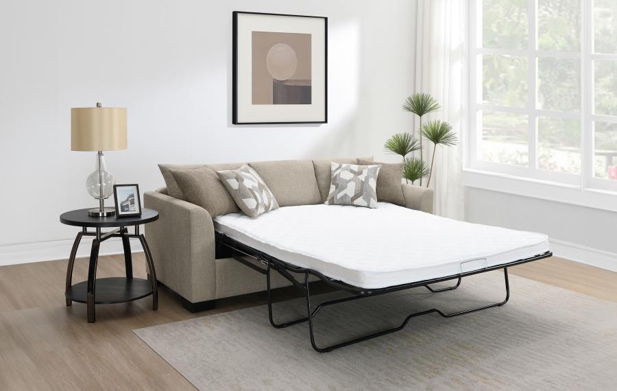 Storey - Upholstered Sleeper Sectional Chaise Sofa - Camel Sleeper Sectional modern furniture Contempo Furniture