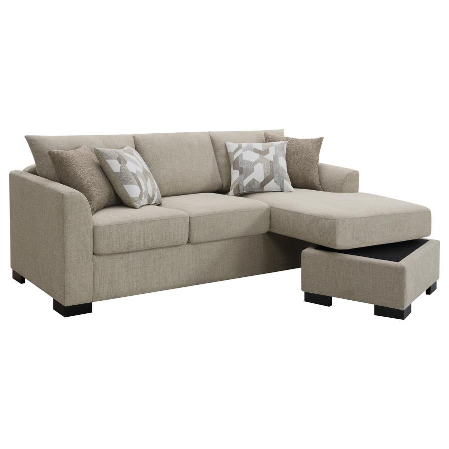 Storey - Upholstered Sleeper Sectional Chaise Sofa - Camel Sleeper Sectional modern furniture Contempo Furniture