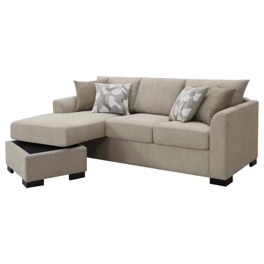 Storey - Upholstered Sleeper Sectional Chaise Sofa - Camel Sleeper Sectional modern furniture Contempo Furniture