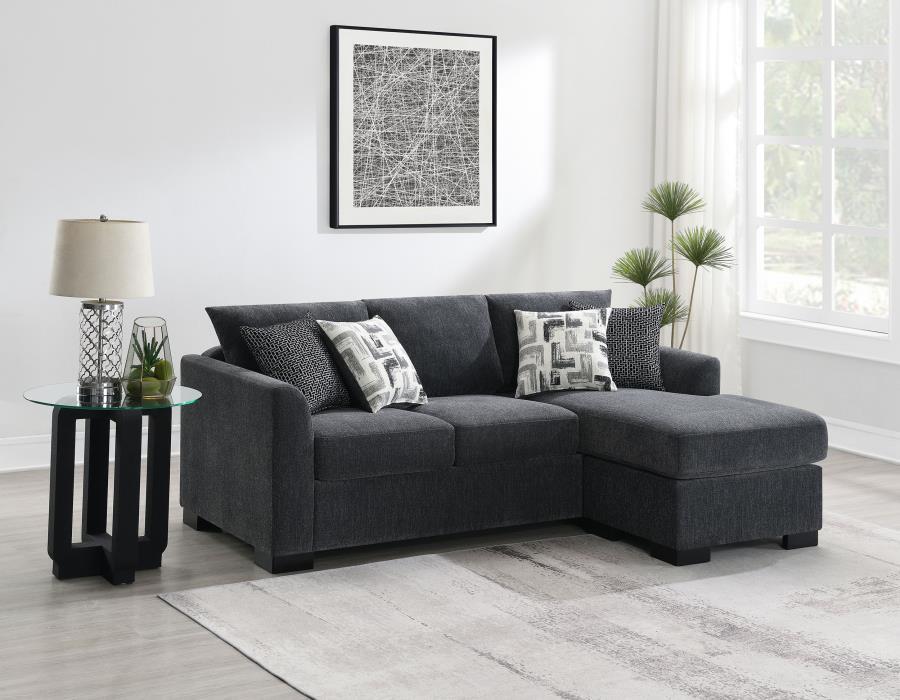 Storey - Upholstered Sleeper Sectional Chaise Sofa - Dark Gray Sleeper Sectional modern furniture Contempo Furniture