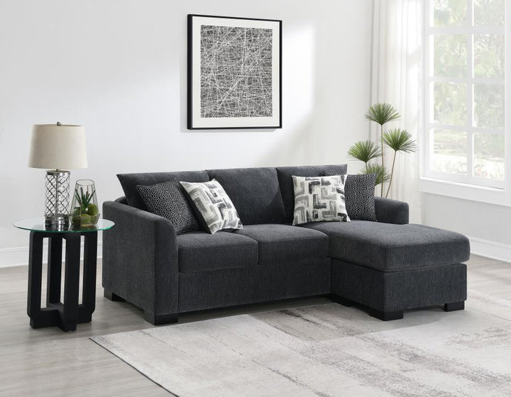 Storey - Upholstered Sleeper Sectional Chaise Sofa - Dark Gray Sleeper Sectional modern furniture Contempo Furniture