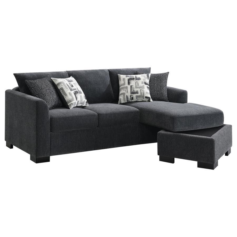 Storey - Upholstered Sleeper Sectional Chaise Sofa - Dark Gray Sleeper Sectional modern furniture Contempo Furniture