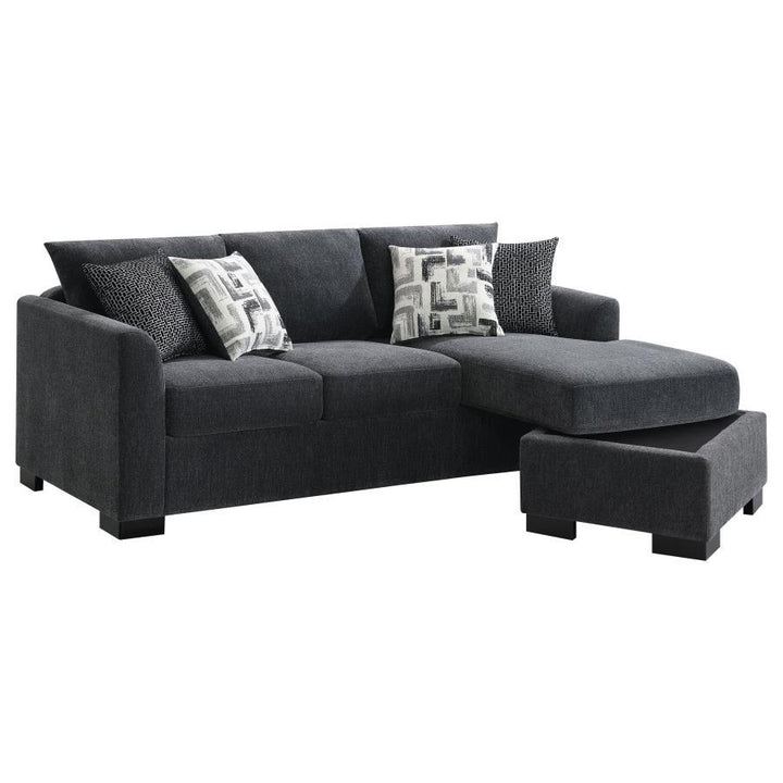 Storey - Upholstered Sleeper Sectional Chaise Sofa - Dark Gray Sleeper Sectional modern furniture Contempo Furniture