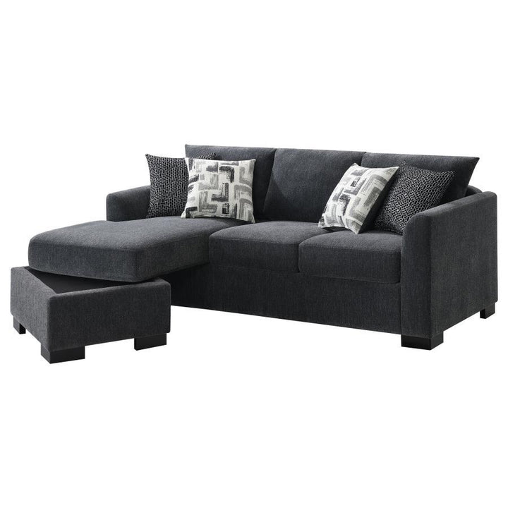 Storey - Upholstered Sleeper Sectional Chaise Sofa - Dark Gray Sleeper Sectional modern furniture Contempo Furniture