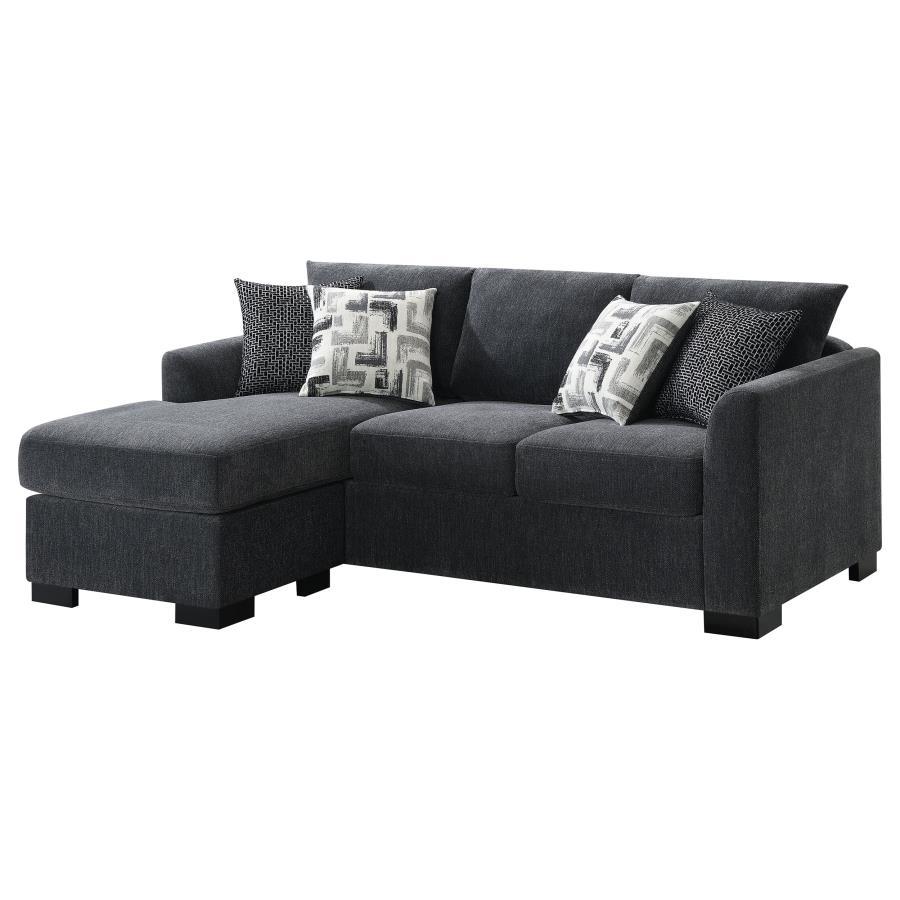 Storey - Upholstered Sleeper Sectional Chaise Sofa - Dark Gray Sleeper Sectional modern furniture Contempo Furniture
