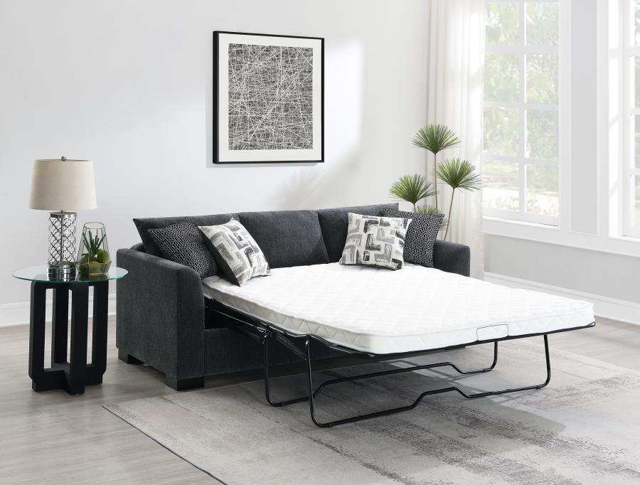Storey - Upholstered Sleeper Sectional Chaise Sofa - Dark Gray Sleeper Sectional modern furniture Contempo Furniture
