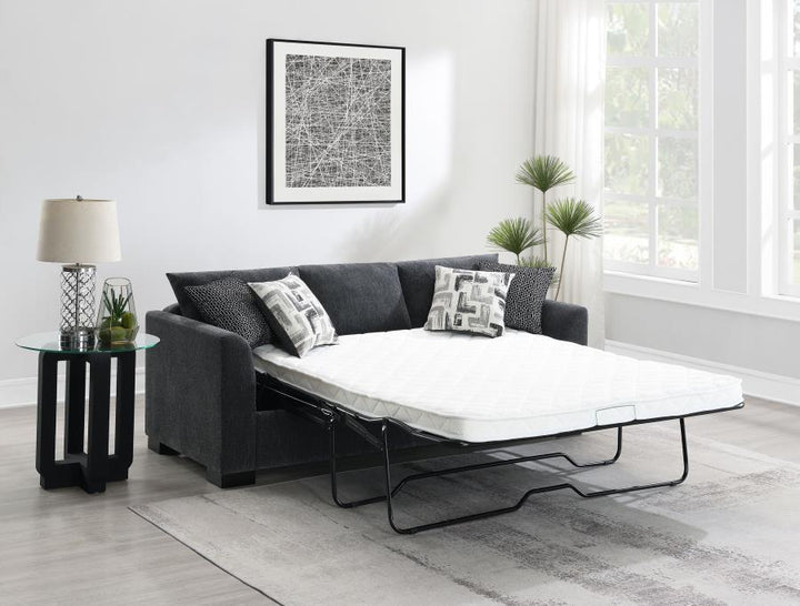 Storey - Upholstered Sleeper Sectional Chaise Sofa - Dark Gray Sleeper Sectional modern furniture Contempo Furniture