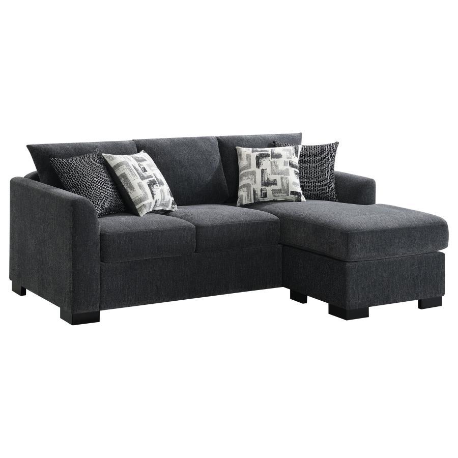 Storey - Upholstered Sleeper Sectional Chaise Sofa - Dark Gray Sleeper Sectional modern furniture Contempo Furniture
