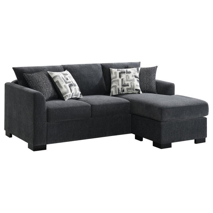 Storey - Upholstered Sleeper Sectional Chaise Sofa - Dark Gray Sleeper Sectional modern furniture Contempo Furniture