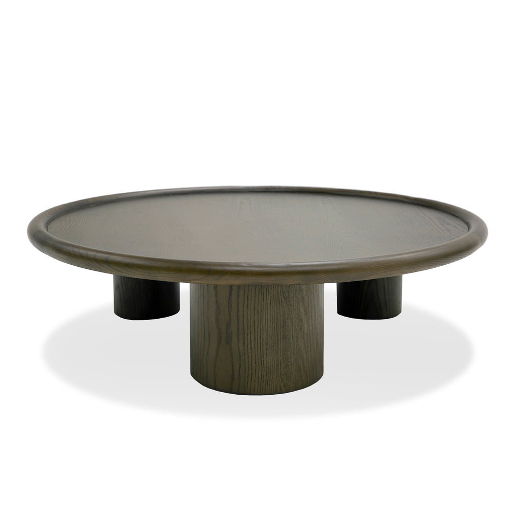 Strauss - Contemporary Brown Ash Round Nesting Table Set - View 3