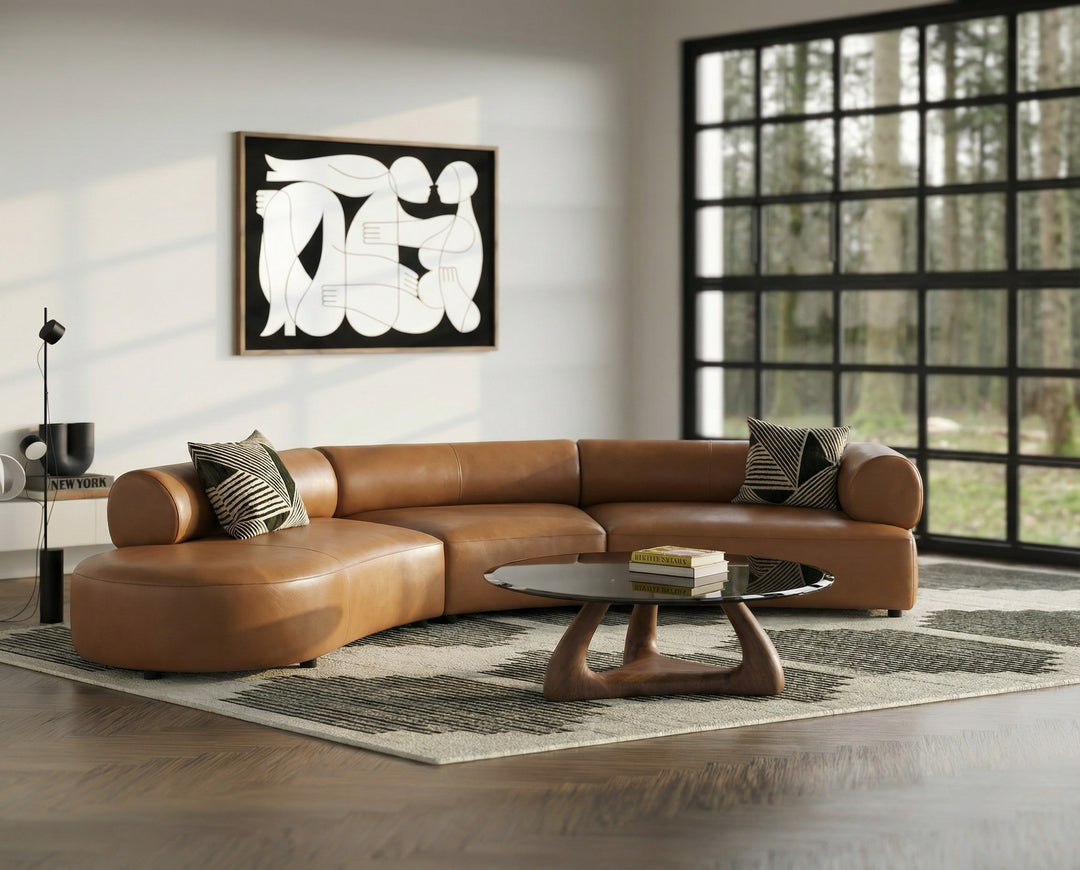 Stuart - Contemporary Brown Leather Left Facing Chaise Sectional Sofa