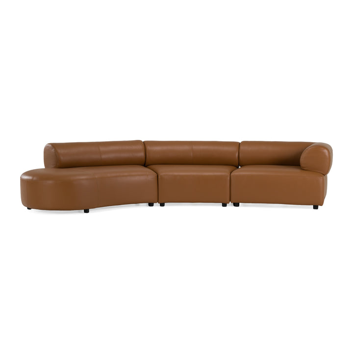 Stuart - Contemporary Brown Leather Left Facing Chaise Sectional Sofa
