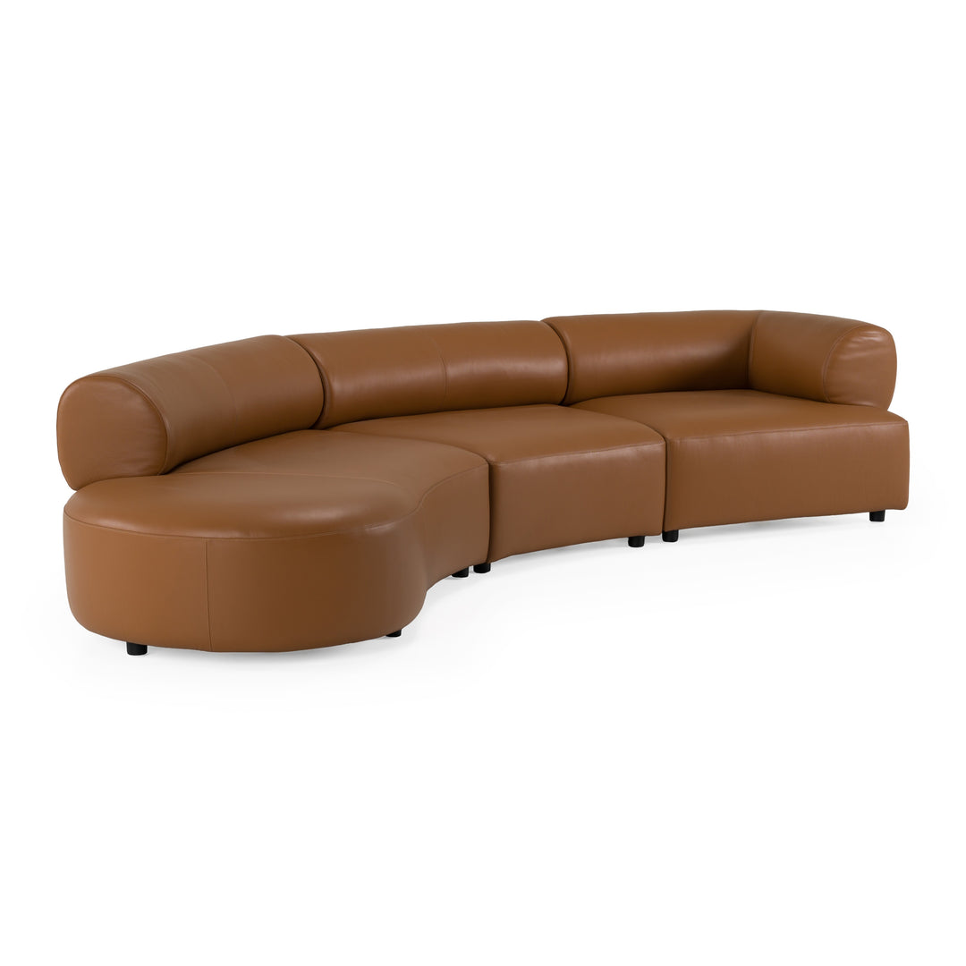 Stuart - Contemporary Brown Leather Left Facing Chaise Sectional Sofa