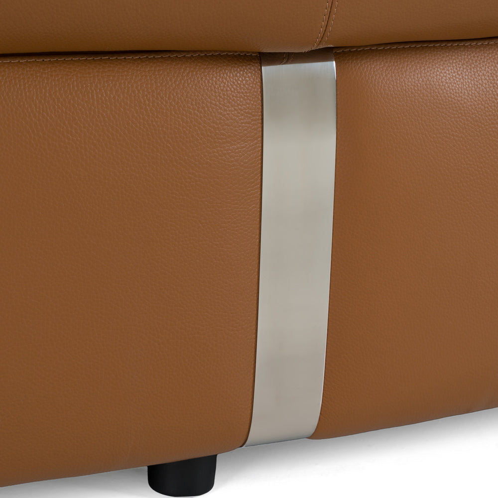 Stuart - Contemporary Brown Leather Left Facing Chaise Sectional Sofa - View 10