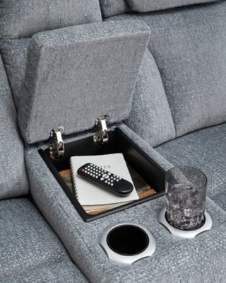 Studio Cave Power Reclining Loveseat with Console - Gray Reclining Loveseat modern furniture Contempo Furniture