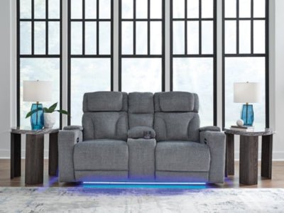 Studio Cave Power Reclining Loveseat with Console - Gray Reclining Loveseat modern furniture Contempo Furniture