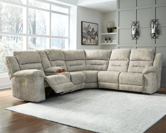 Signature Design by Ashley® Family Den 3-Piece Power Reclining Sectional at   Contempo Furniture  Contempo Furniture Family Den 3-Piece Power Reclining Sectional Signature Design by Ashley®.