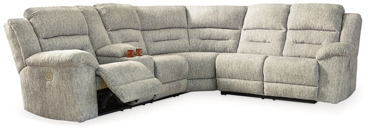 Signature Design by Ashley® Family Den 3-Piece Power Reclining Sectional at   Contempo Furniture  Contempo Furniture Family Den 3-Piece Power Reclining Sectional Signature Design by Ashley®.