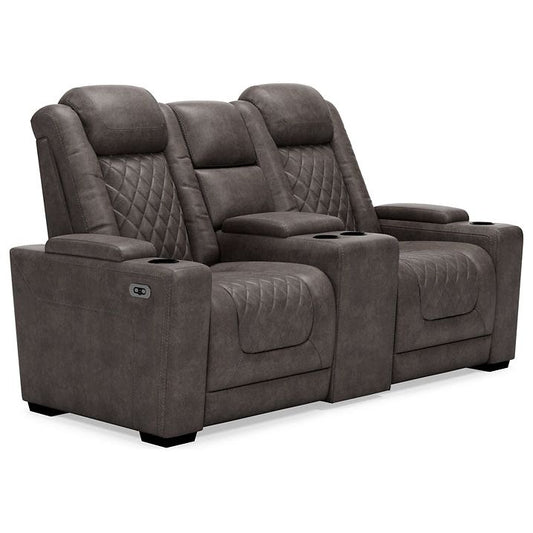 Signature Design by Ashley® HyllMont Dual Power Reclining Loveseat with Console.