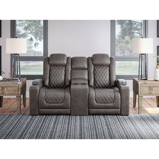 Signature Design by Ashley® HyllMont Dual Power Reclining Loveseat with Console.