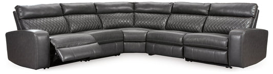 Signature Design by Ashley® Samperstone 5-Piece Power Reclining Sectional.