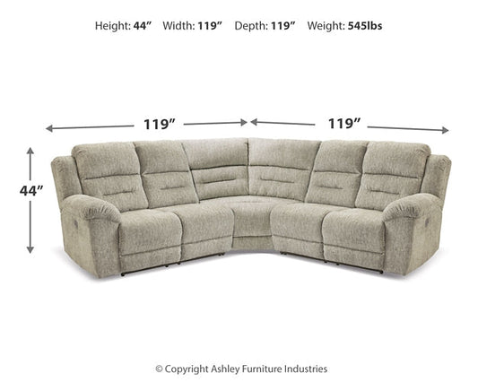 Signature Design by Ashley® Family Den 3-Piece Power Reclining Sectional.