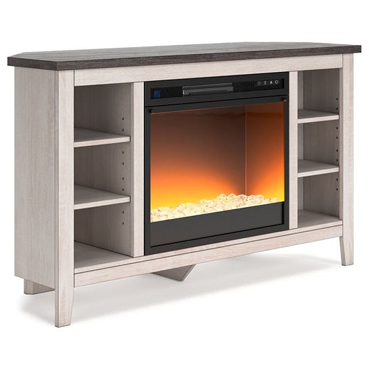 Signature Design by Ashley® Dorrinson Corner TV Stand with Electric Fireplace.