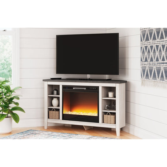 Signature Design by Ashley® Dorrinson Corner TV Stand with Electric Fireplace.