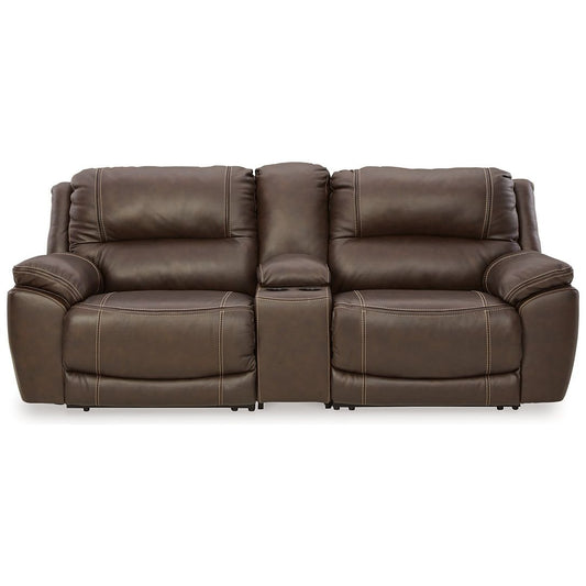 Signature Design by Ashley® Dunleith 3-Piece Power Reclining Loveseat with Console.