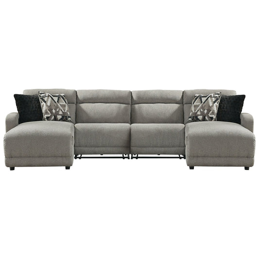 Signature Design by Ashley® Colleyville 4-Piece Power Reclining Sectional with Chaise at   Contempo Furniture  Contempo Furniture Colleyville 4-Piece Power Reclining Sectional with Chaise Signature Design by Ashley®.