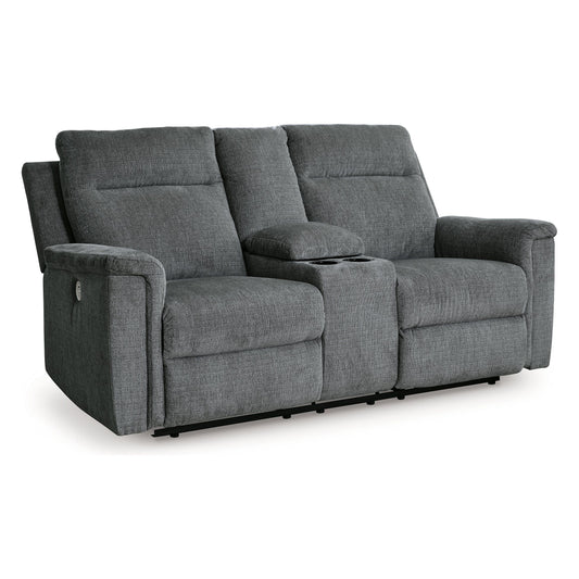 Signature Design by Ashley® Barnsana DBL REC PWR Loveseat w/Console at   Contempo Furniture  Contempo Furniture Barnsana DBL REC PWR Loveseat w/Console Signature Design by Ashley®.