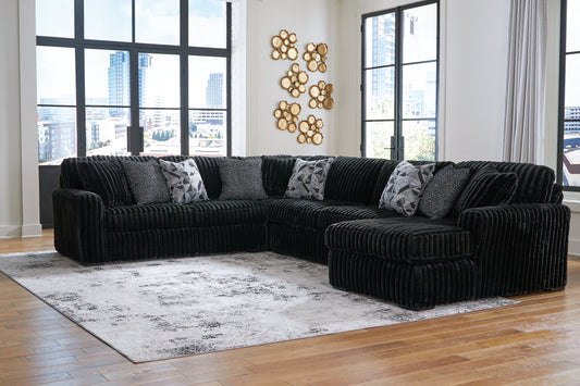 Signature Design by Ashley® Midnight-Madness 4-Piece Sectional with Chaise at   Contempo Furniture  Contempo Furniture Midnight-Madness 4-Piece Sectional with Chaise Signature Design by Ashley®.