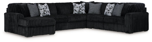 Signature Design by Ashley® Midnight-Madness 4-Piece Sectional with Chaise at   Contempo Furniture  Contempo Furniture Midnight-Madness 4-Piece Sectional with Chaise Signature Design by Ashley®.