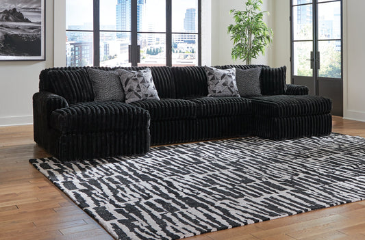 Signature Design by Ashley® Midnight-Madness 3-Piece Sectional with Chaise at   Contempo Furniture  Contempo Furniture Midnight-Madness 3-Piece Sectional with Chaise Signature Design by Ashley®.