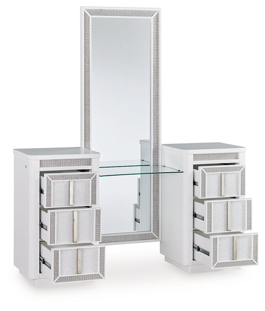 Signature Design by Ashley® Chalanna Vanity with Mirror at   Contempo Furniture  Contempo Furniture Chalanna Vanity with Mirror Signature Design by Ashley®.