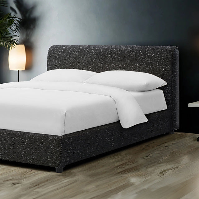 Vertham Queen Bouclé Upholstered Platform Bed Frame with Panel Headboard