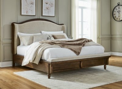 Sturlayne California King Upholstered Panel Bed - Dark Brown Upholstered Bed modern furniture Contempo Furniture