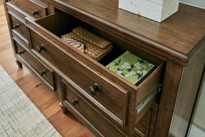 Sturlayne Dresser and Mirror - Dark Brown Dresser &amp; Mirror modern furniture Contempo Furniture