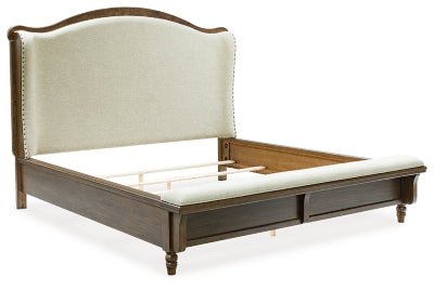 Sturlayne King Upholstered Panel Bed - Dark Brown Upholstered Bed modern furniture Contempo Furniture