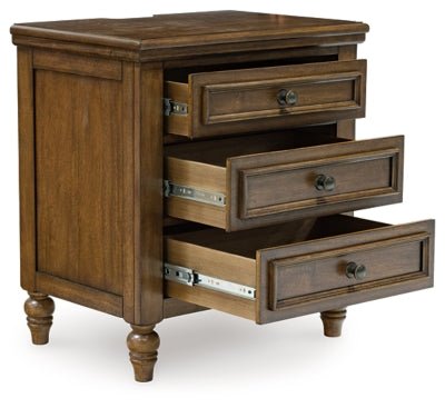 Sturlayne Nightstand - Dark Brown Nightstand w/ Charging Station modern furniture Contempo Furniture
