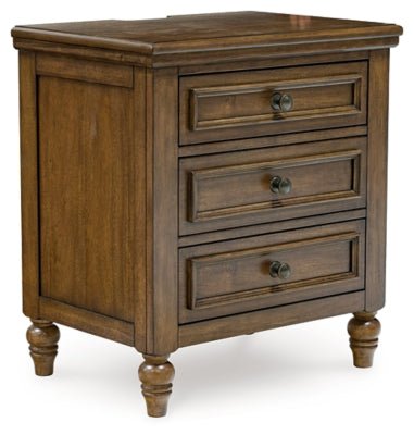Sturlayne Nightstand - Dark Brown Nightstand w/ Charging Station modern furniture Contempo Furniture