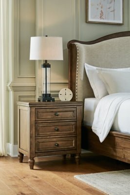 Sturlayne Nightstand - Dark Brown Nightstand w/ Charging Station modern furniture Contempo Furniture