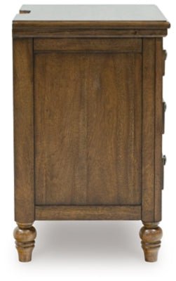 Sturlayne Nightstand - Dark Brown Nightstand w/ Charging Station modern furniture Contempo Furniture
