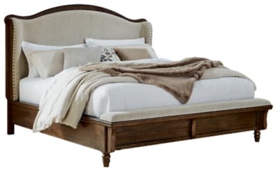 Sturlayne Queen Upholstered Panel Bed - Dark Brown Upholstered Bed modern furniture Contempo Furniture