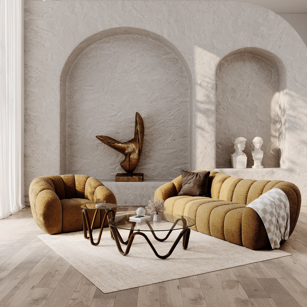 Suki - Modern Camel Fabric Sofa - View 5