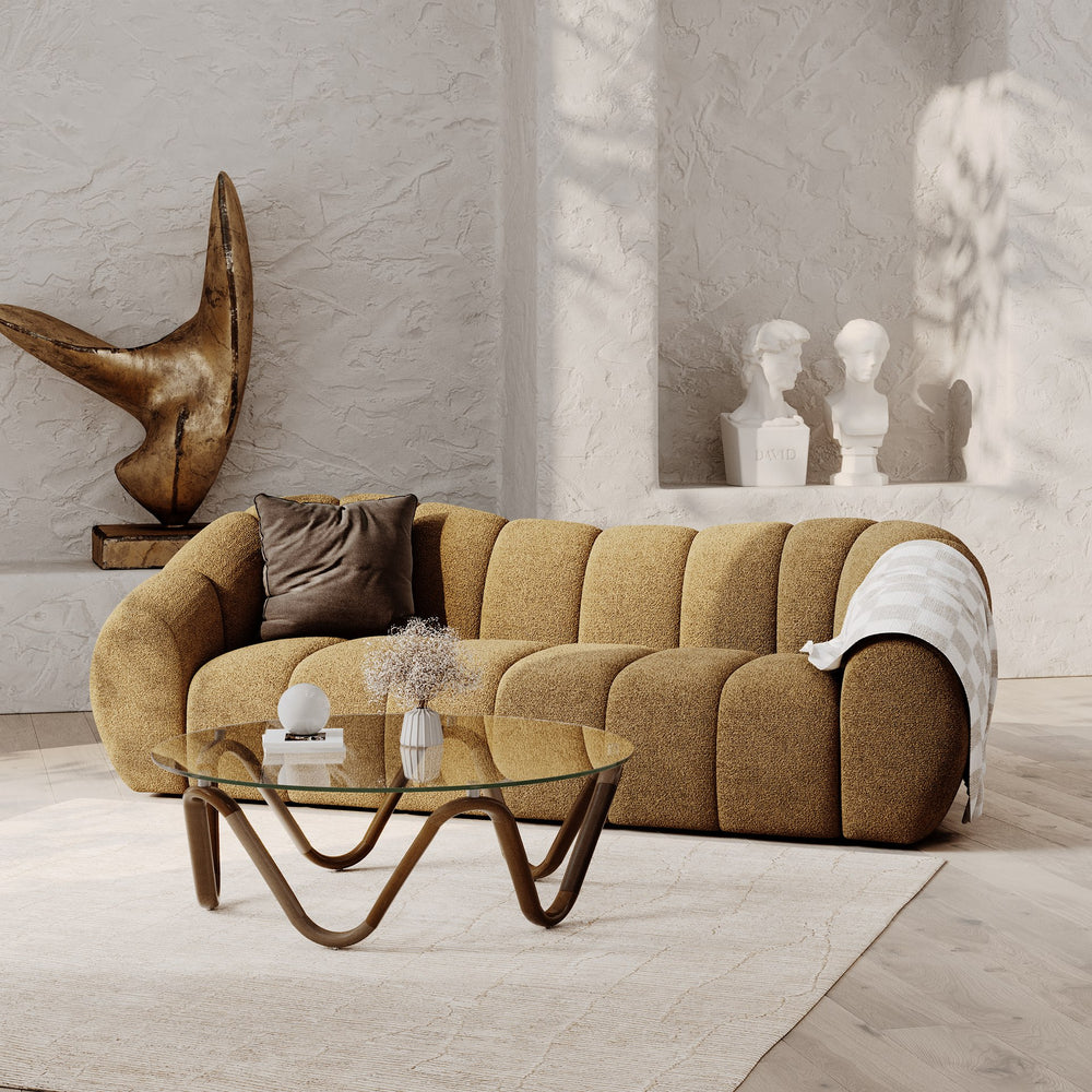 Suki - Modern Camel Fabric Sofa - View 6