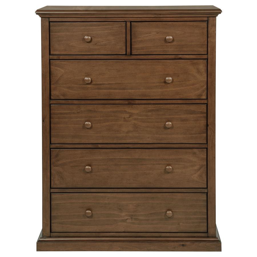 Sumerlin - 6 - Drawer Bedroom Chest Of Drawers - Medium Brown Accent Chest modern furniture Contempo Furniture